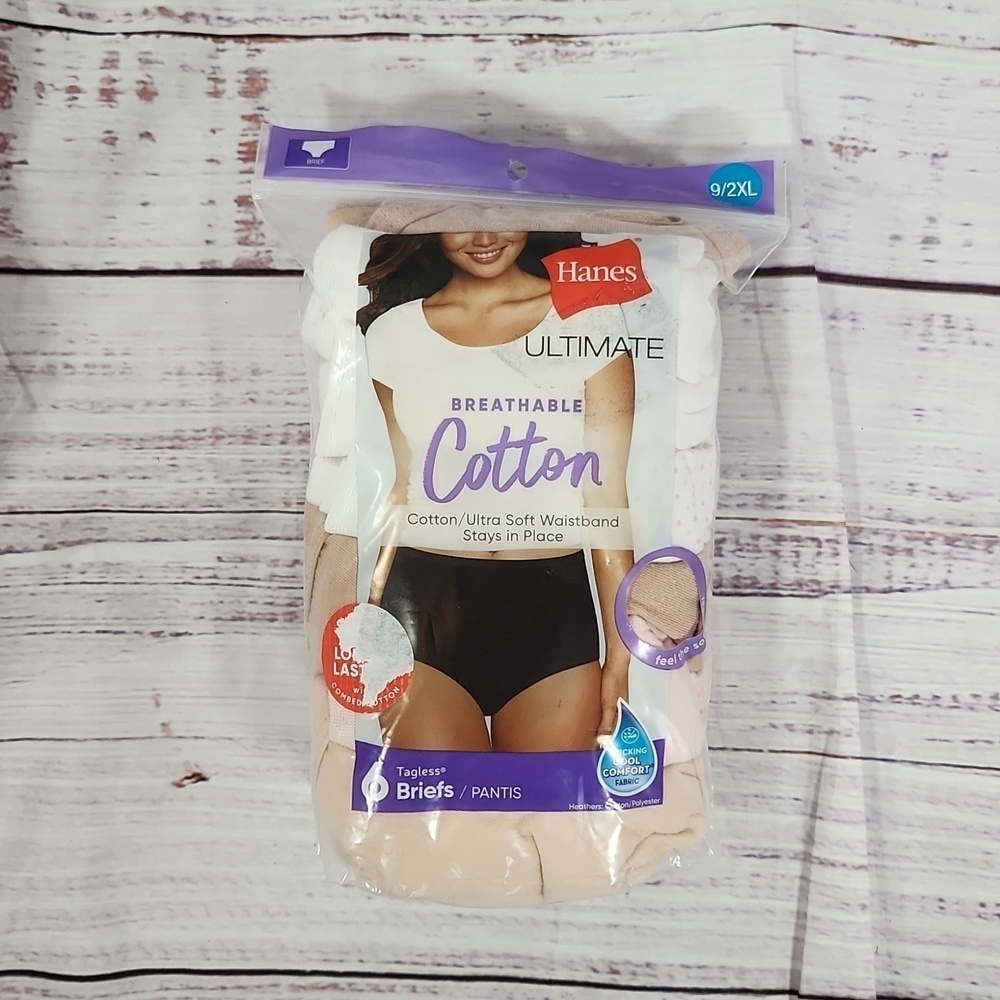NWT Hanes women's 6 pair tagless briefs panties